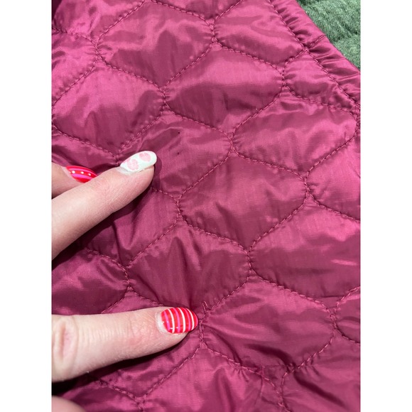 LL Bean Women's Lightweight Quilted Vest Size XL Dark Pink Fleece Collar - Picture 4 of 4